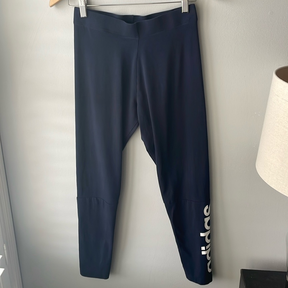 Adidas Girls M Navy Blue Leggings - Picture 2 of 9